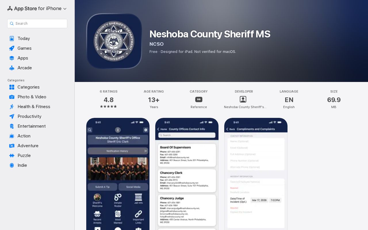Official Neshoba County Sheriff mobile app listing