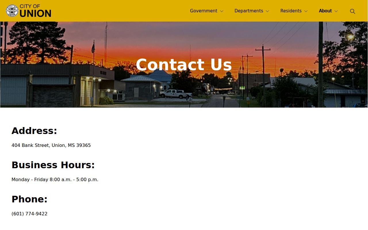 Union City Hall official contact page