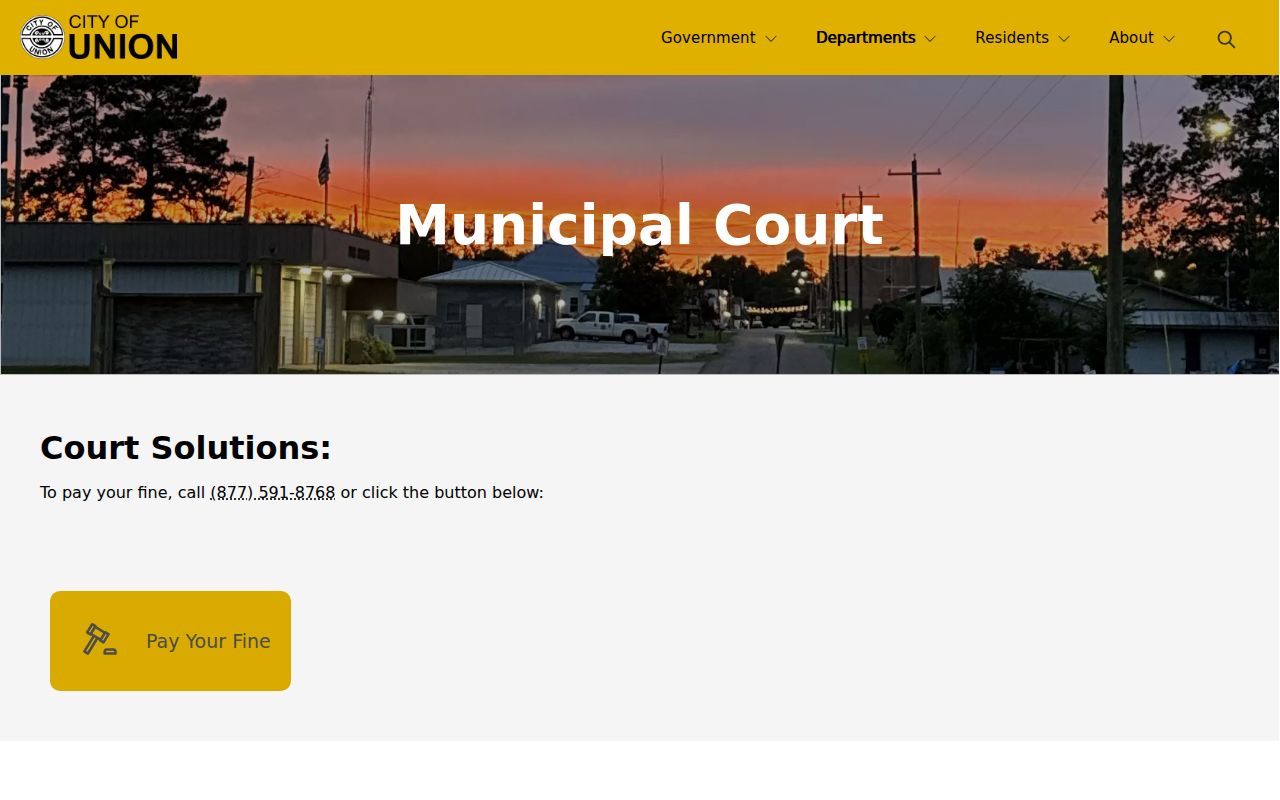 Union Municipal Court fine-payment page